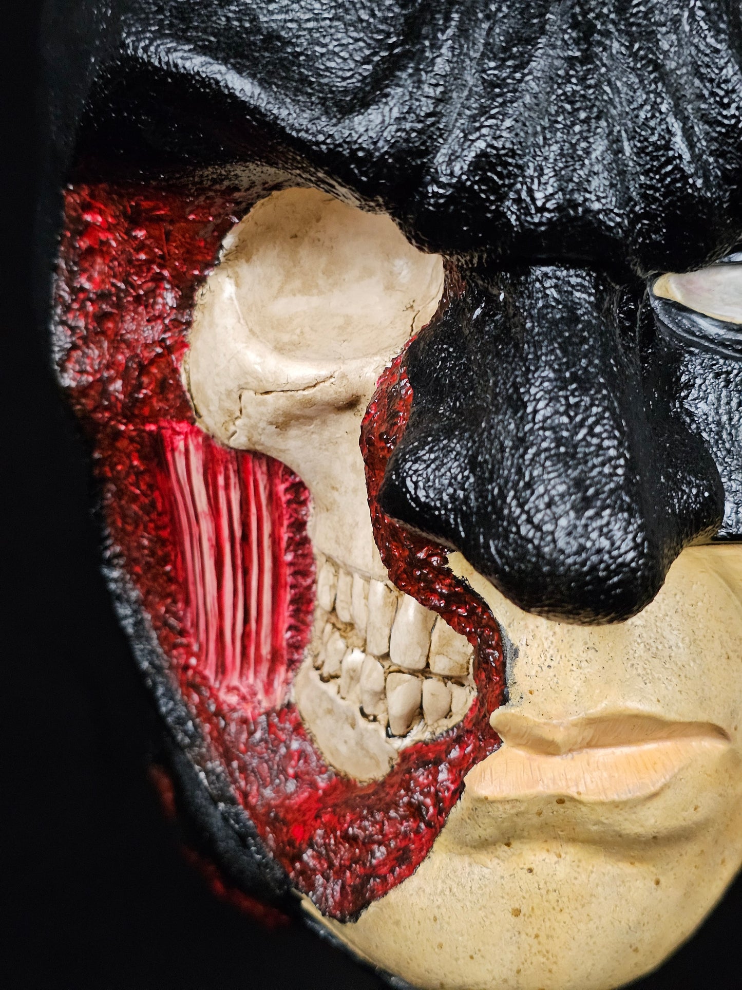 Shadow Knight – close-up right half face, skull detail visible, limited edition sculpture
