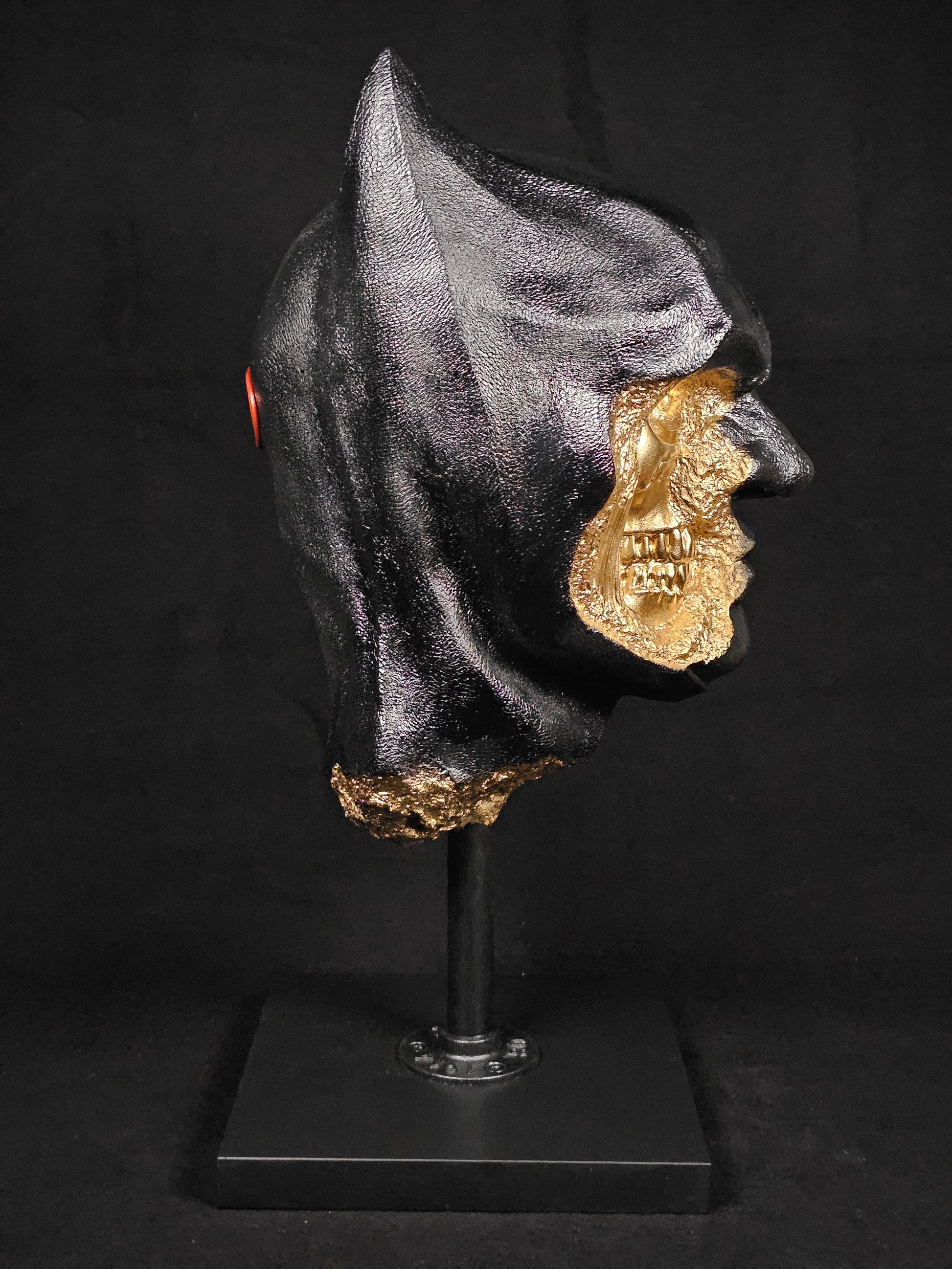 Shadow Knight Gilded – left side view, hand-finished limited edition gold sculpture