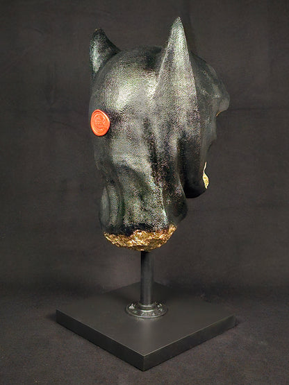 Shadow Knight Gilded – 135° left view, hand-finished gilded polymer gypsum collectible by House of Wit