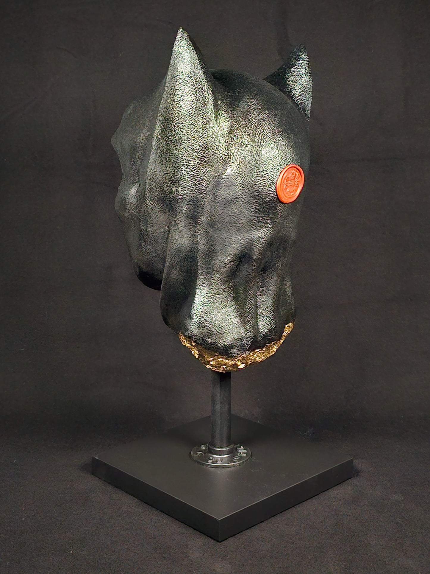 Shadow Knight Gilded – 135° right view, hand-finished gilded polymer gypsum collectible by House of Wit