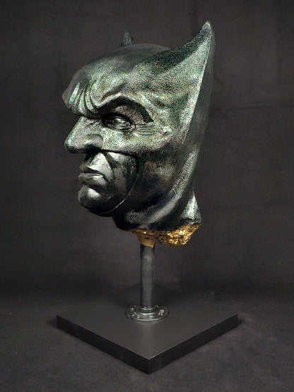 Shadow Knight Gilded – 45° right view, hand-painted polymer gypsum sculpture with gilded gold finish
