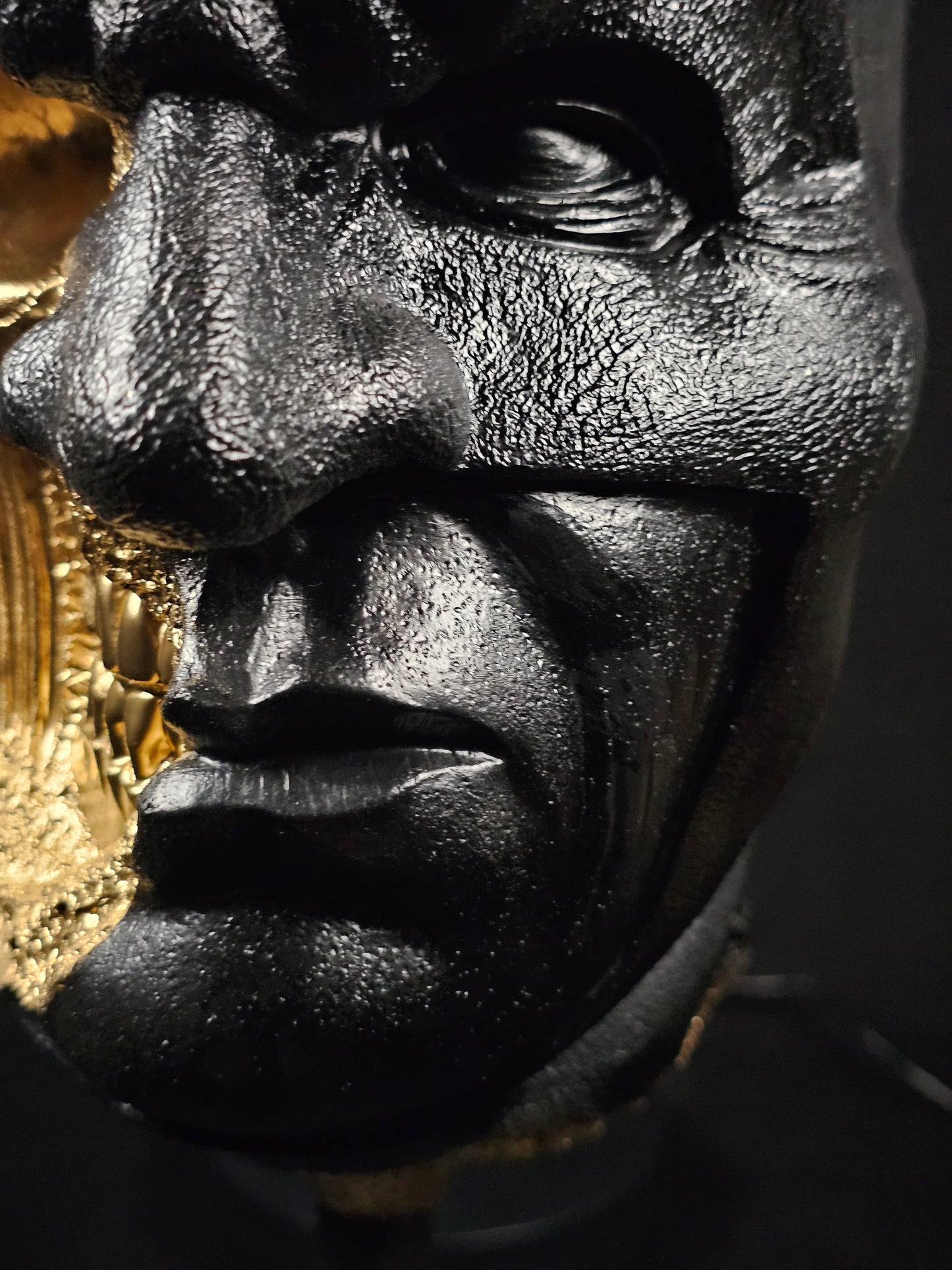 Shadow Knight Gilded – close-up of face and helmet, hand-finished gold detail by House of Wit