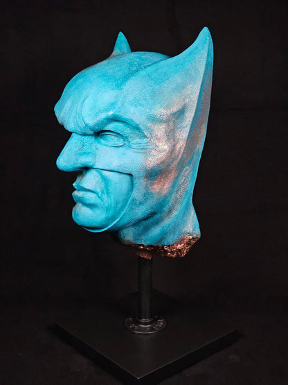 Shadow Knight copper sculpture – side profile showing oxidized patina detail

