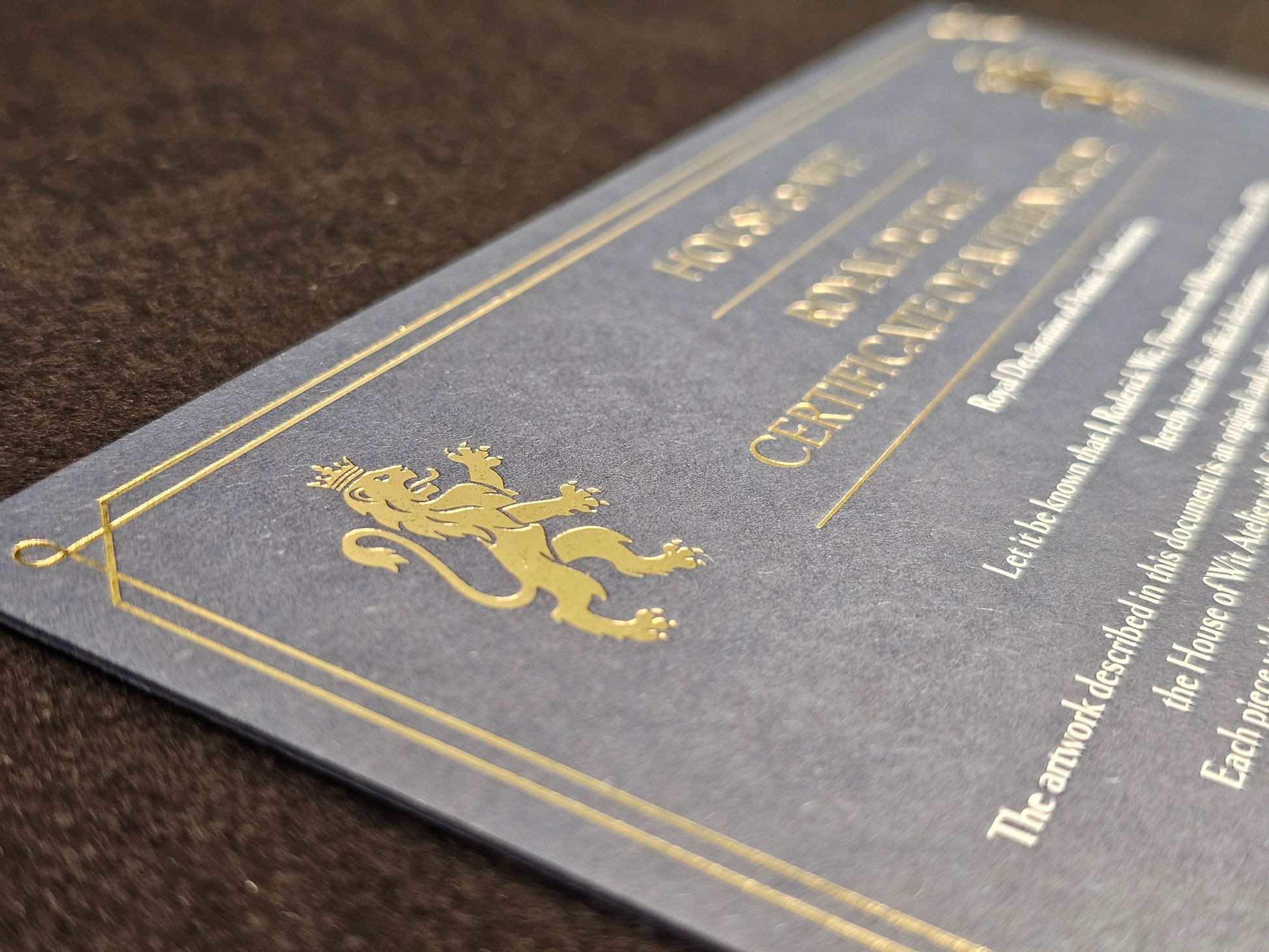 Shadow Knight Gilded – Certificate of Authenticity, numbered limited edition