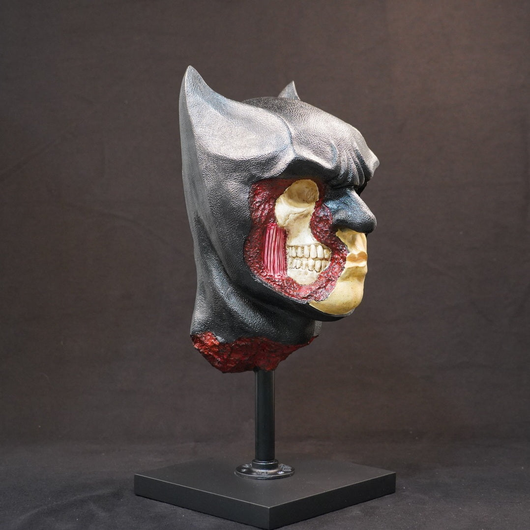 Shadow Knight limited-edition hand-sculpted resin head bust, hand-finished and hand-painted with exposed skull on stand.