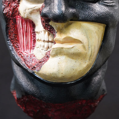 Shadow Knight: limited-edition hand-sculpted, hand-painted resin sculpture with half-exposed skull and dark helmet.