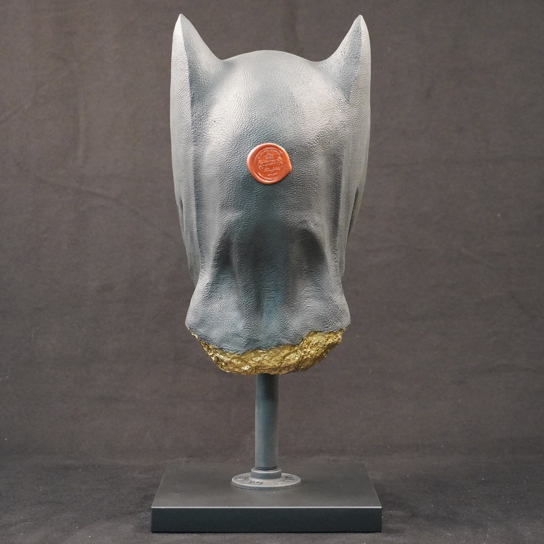 Shadow Knight – Matt Black Gilded, rear view. Matte black sculptural bust showcasing the silhouette and textured finish.