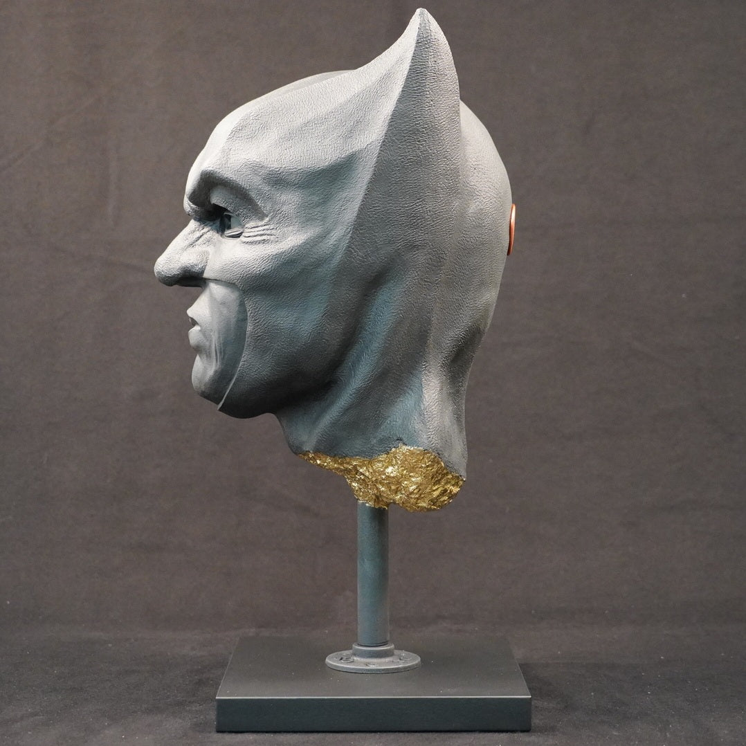 Shadow Knight – Matt Black Gilded, right side view. Matte black sculptural bust displaying the profile and fractured detailing.