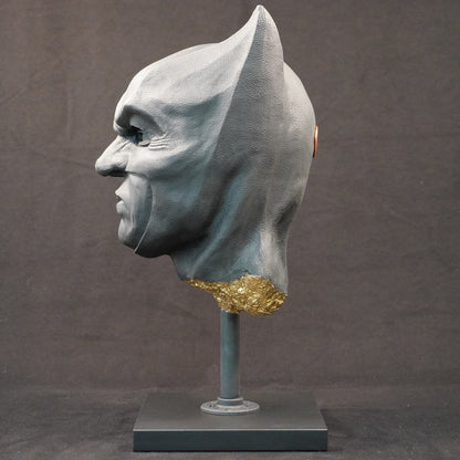 Shadow Knight – Matt Black Gilded, right side view. Matte black sculptural bust displaying the profile and fractured detailing.