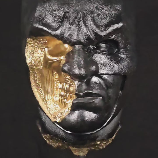 Shadow Knight Gilded – rotating video, hand-painted polymer gypsum sculpture with gilded gold finish
